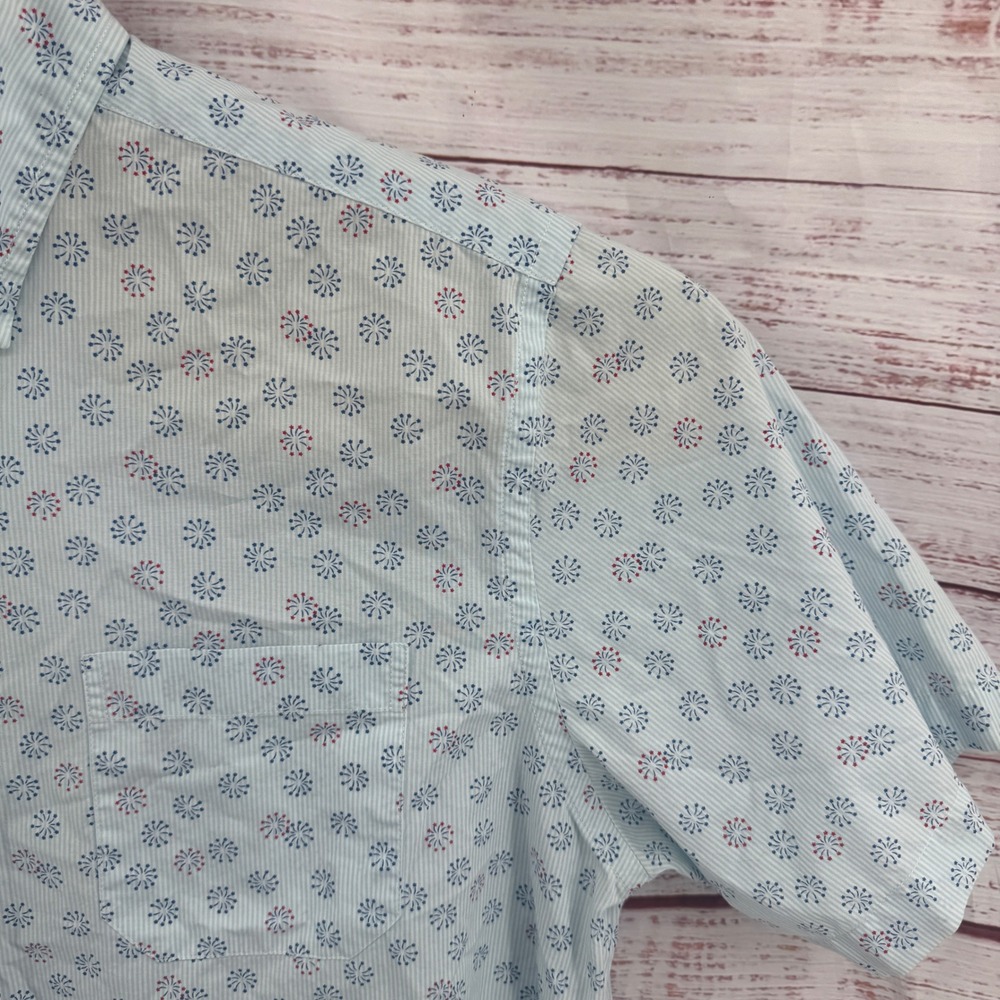 Southern Tide Shirt Large Blue Fireworks Button Down Short Sleeve Classic Fit - Picture 3 of 8